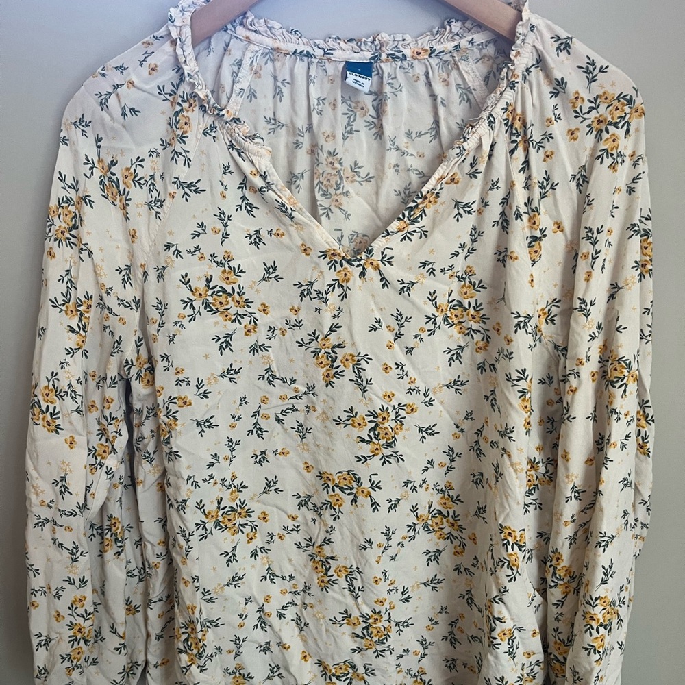 Old Navy Floral Blouse - Cream and Yellow